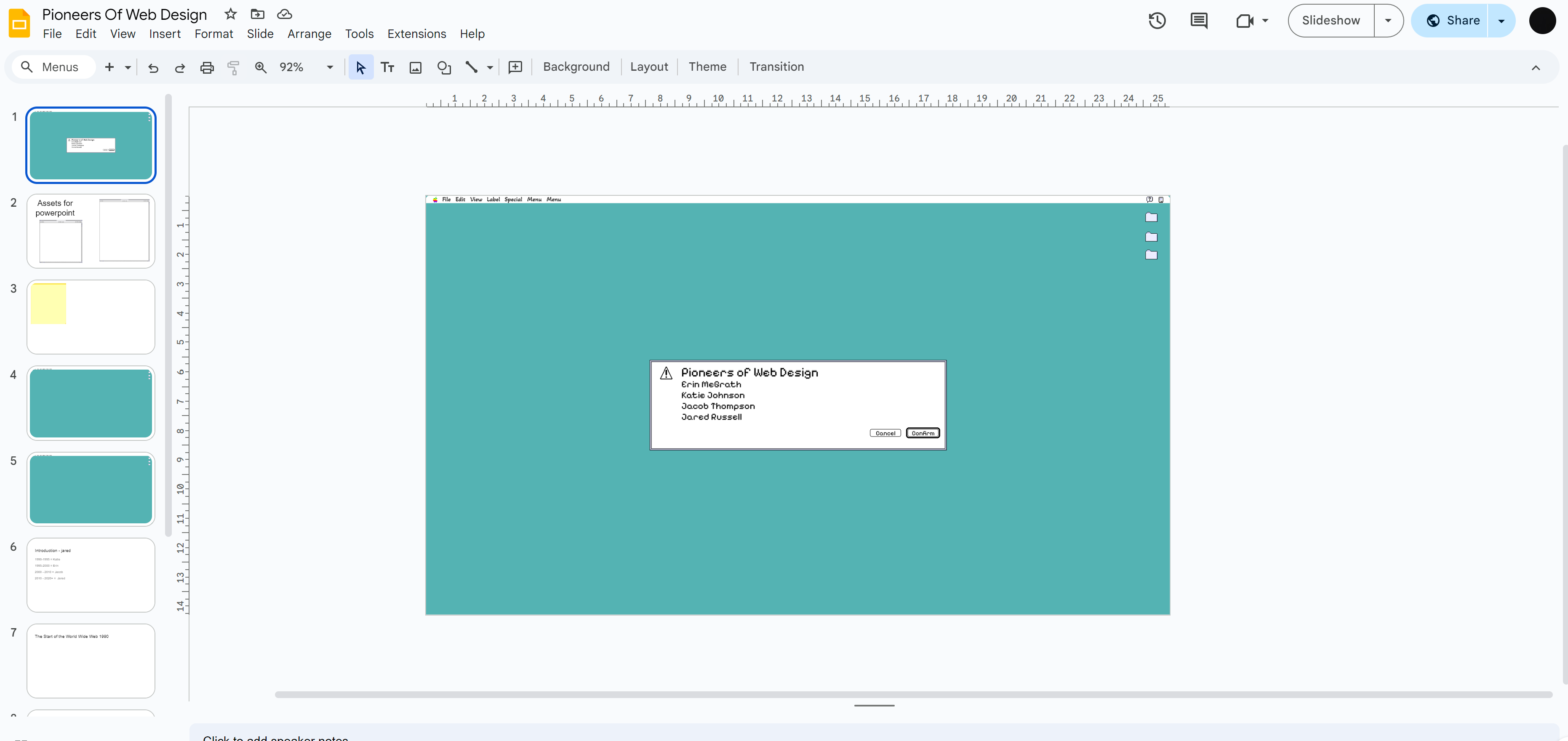 Early Figma slide layout exploration