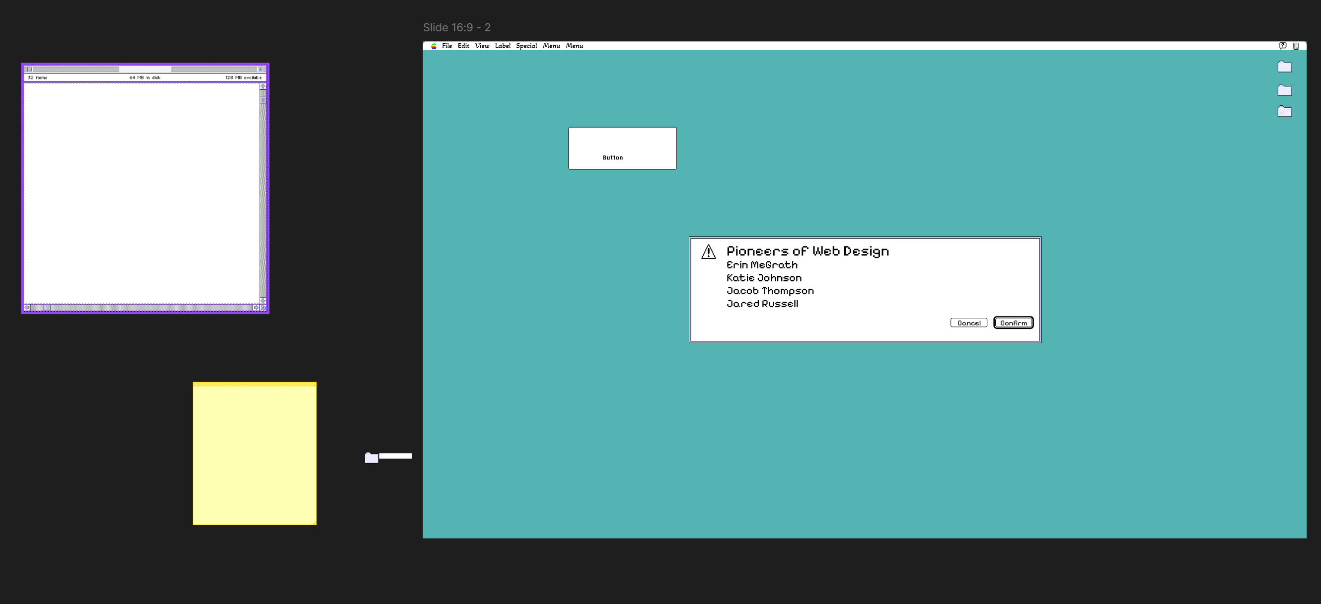 Final slide mockups in Mac OS style