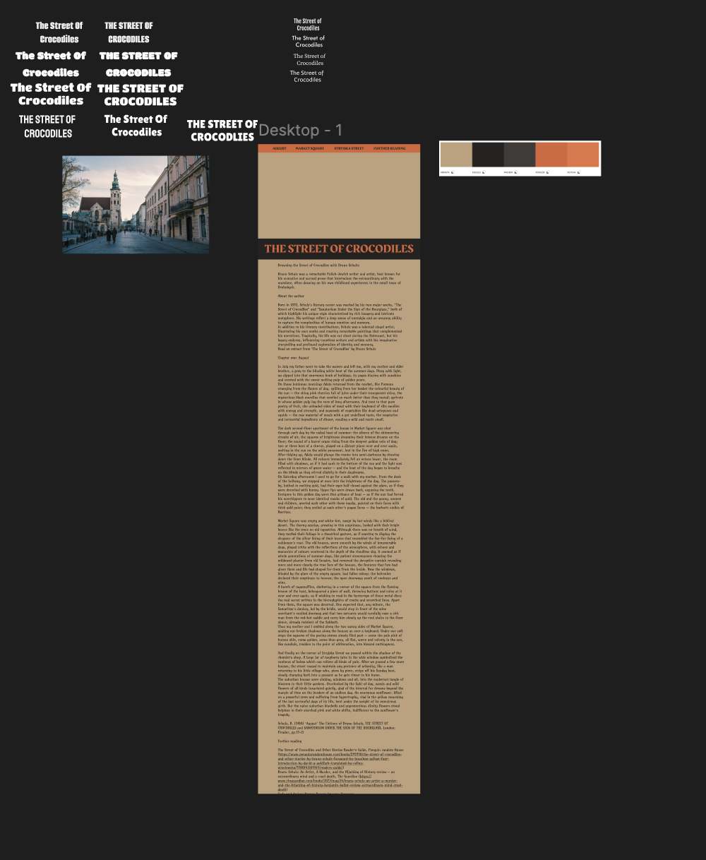 Website mockup showing details page