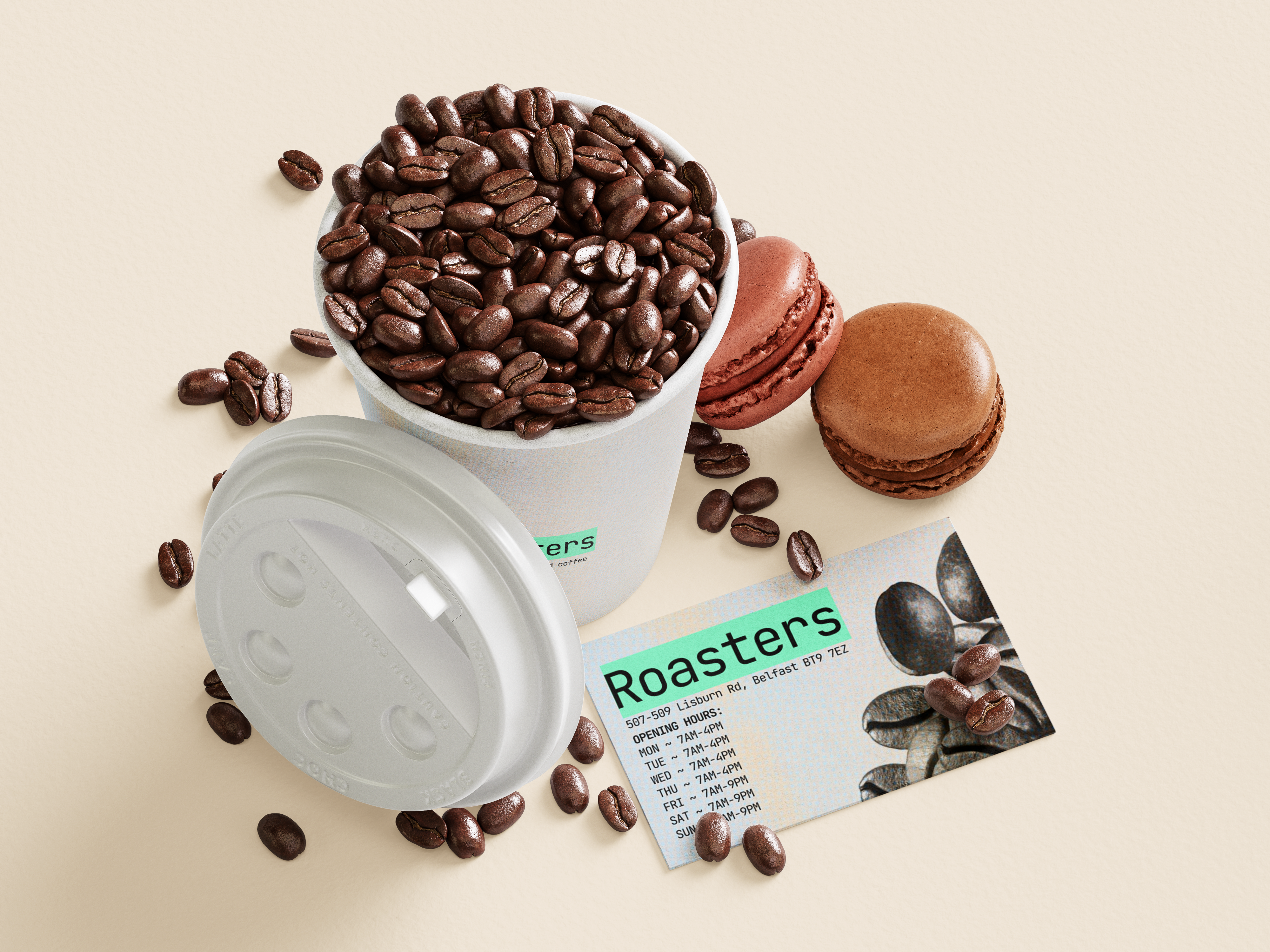 Roasters Menu and Coffee Bean Mockup