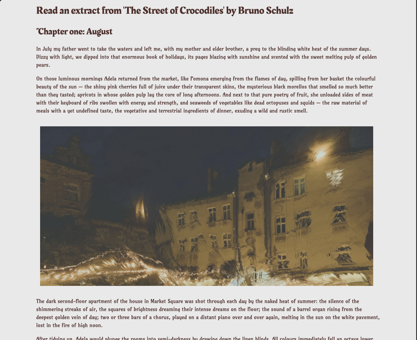 The Street of crocodiles chapter start