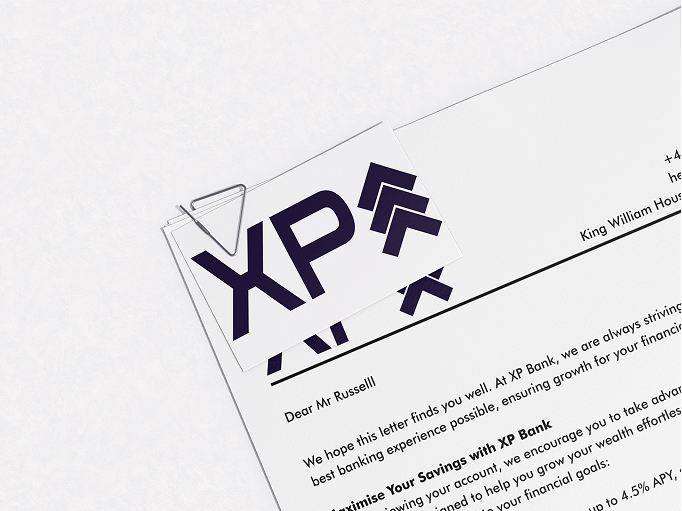XP Bank stationery mockup